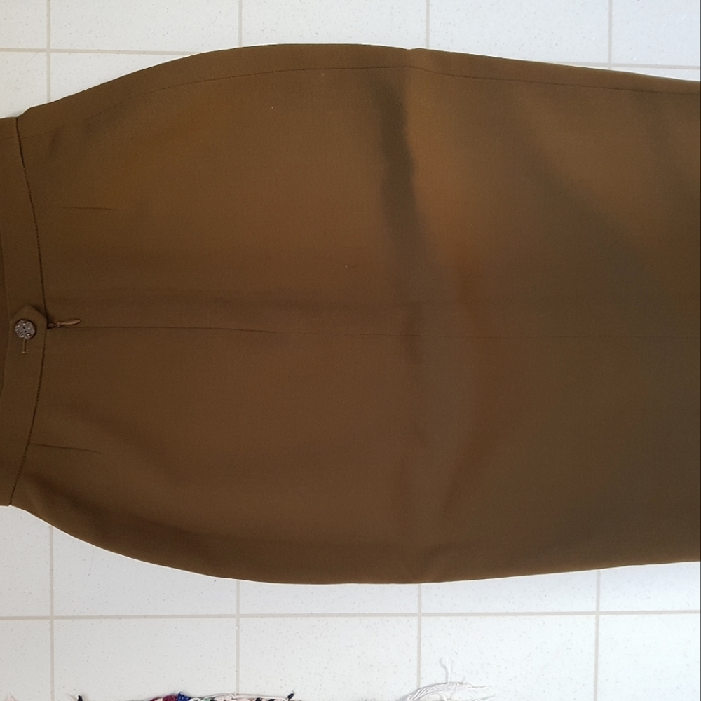 Christian Lacroix Olive Green Wool Pencil Skirt
